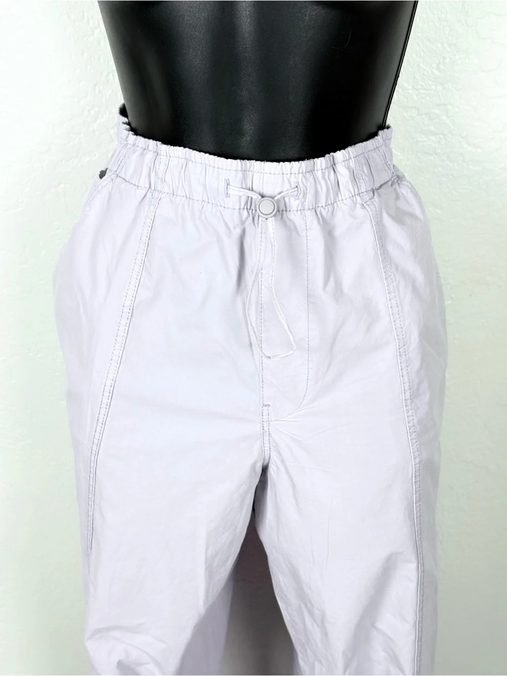ZARA Lilac Cotton Parachute Cargo Pants Elastic Drawstring M Y2K Gorpcore Casual